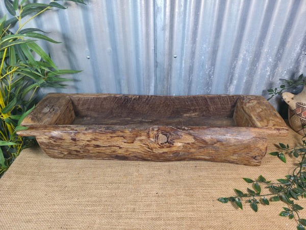 Vintage Rustic Wabi Sabi Hand Made Hardwood Wooden Trough