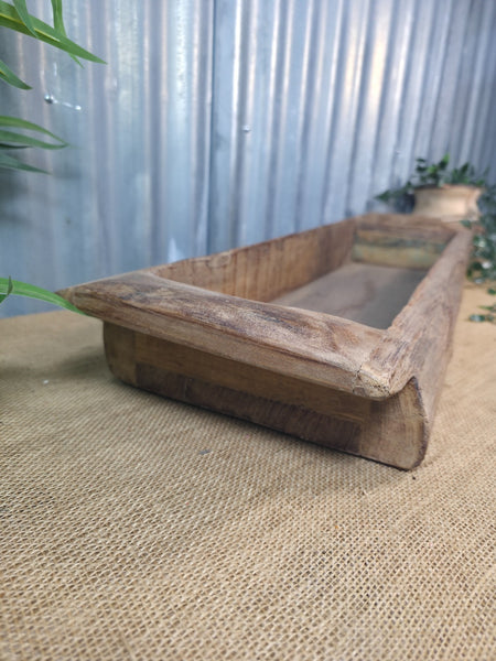 Vintage Rustic Wabi Sabi Hand Made Hardwood Wooden Trough