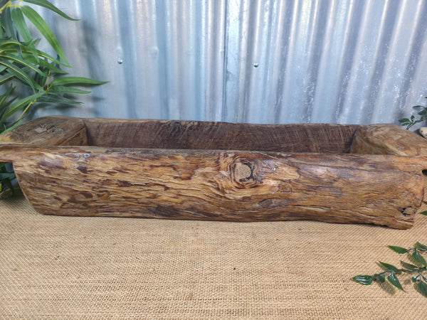 Vintage Rustic Wabi Sabi Hand Made Hardwood Wooden Trough