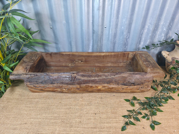 Vintage Rustic Wabi Sabi Hand Made Hardwood Wooden Trough