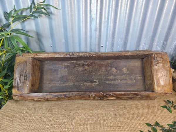 Vintage Rustic Wabi Sabi Hand Made Hardwood Wooden Trough