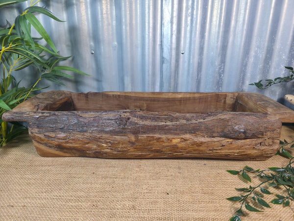 Vintage Rustic Wabi Sabi Hand Made Hardwood Wooden Trough