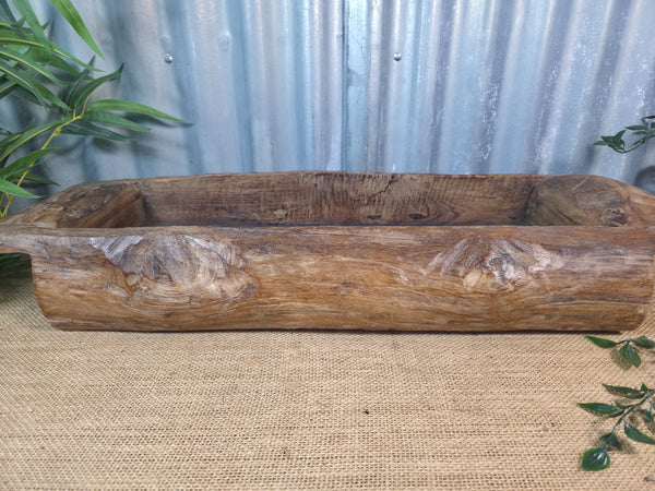 Vintage Rustic Wabi Sabi Hand Made Hardwood Wooden Trough