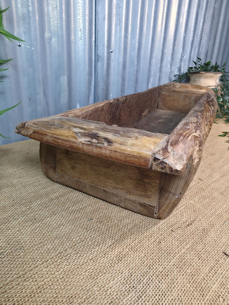 Vintage Rustic Wabi Sabi Hand Made Hardwood Wooden Trough