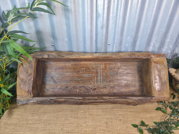 Vintage Rustic Wabi Sabi Hand Made Hardwood Wooden Trough