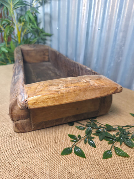 Vintage Rustic Wabi Sabi Hand Made Hardwood Wooden Trough