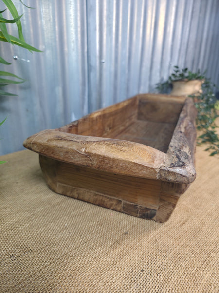 Vintage Rustic Wabi Sabi Hand Made Hardwood Wooden Trough
