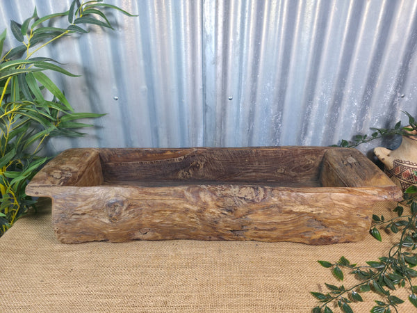 Vintage Rustic Wabi Sabi Hand Made Hardwood Wooden Trough