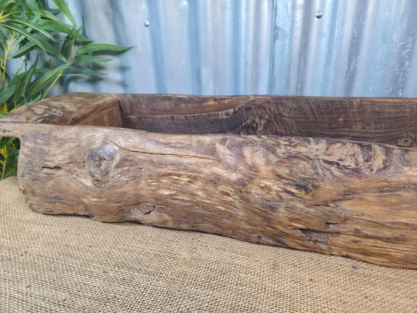 Vintage Rustic Wabi Sabi Hand Made Hardwood Wooden Trough