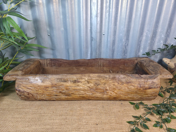 Vintage Rustic Wabi Sabi Hand Made Hardwood Wooden Trough