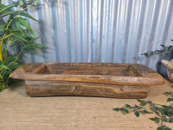 Vintage Rustic Wabi Sabi Hand Made Hardwood Wooden Trough
