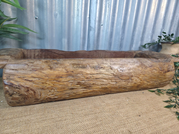 Vintage Rustic Wabi Sabi Hand Made Hardwood Wooden Trough