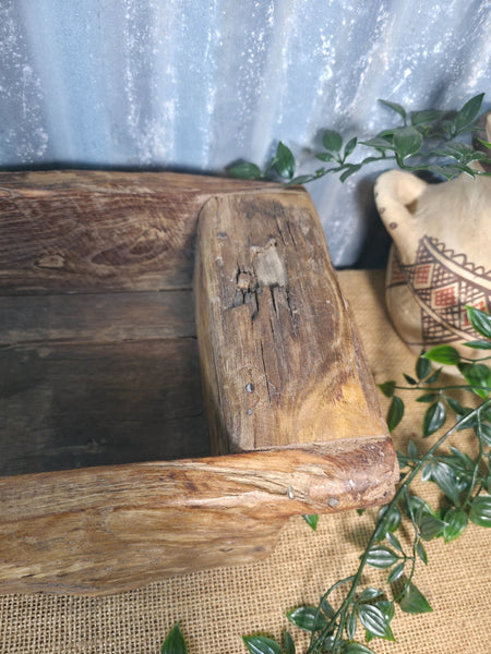 Vintage Rustic Wabi Sabi Hand Made Hardwood Wooden Trough