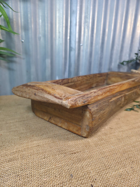 Vintage Rustic Wabi Sabi Hand Made Hardwood Wooden Trough