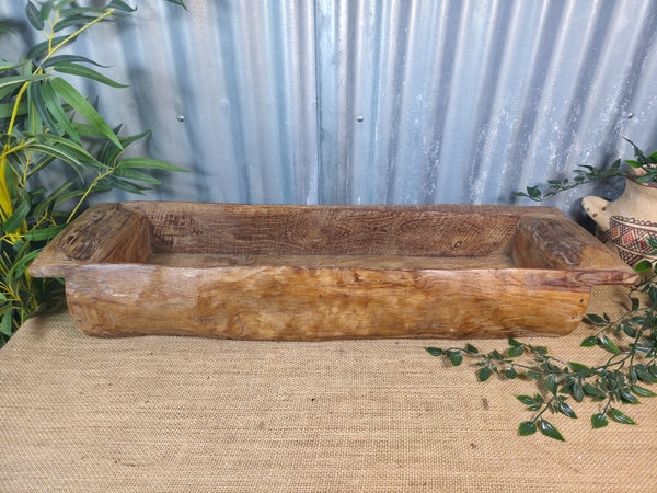 Vintage Rustic Wabi Sabi Hand Made Hardwood Wooden Trough