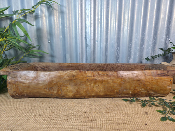 Vintage Rustic Wabi Sabi Hand Made Hardwood Wooden Trough