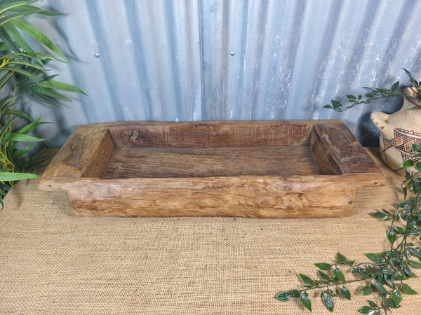Vintage Rustic Wabi Sabi Hand Made Hardwood Wooden Trough