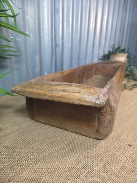 Vintage Rustic Wabi Sabi Hand Made Hardwood Wooden Trough