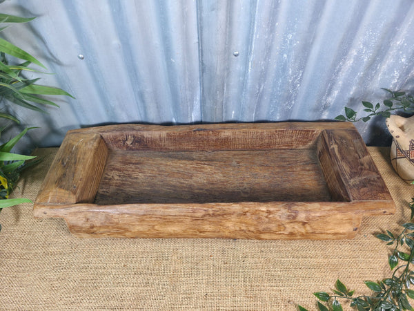 Vintage Rustic Wabi Sabi Hand Made Hardwood Wooden Trough