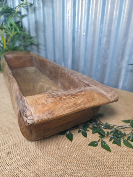 Vintage Rustic Wabi Sabi Hand Made Hardwood Wooden Trough
