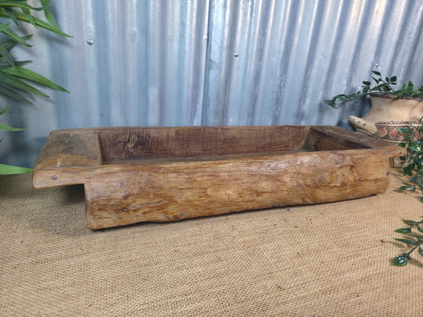Vintage Rustic Wabi Sabi Hand Made Hardwood Wooden Trough