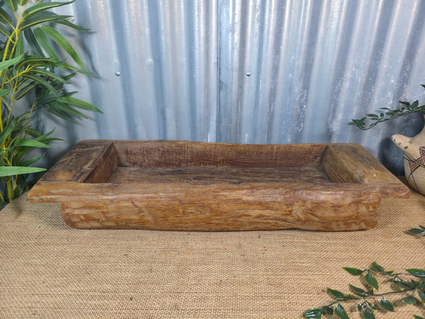 Vintage Rustic Wabi Sabi Hand Made Hardwood Wooden Trough