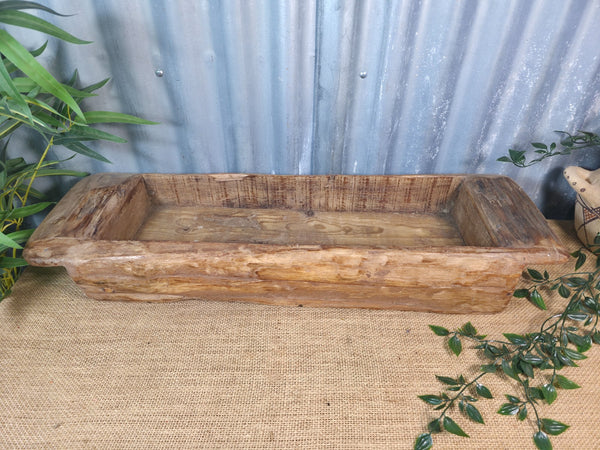 Vintage Rustic Wabi Sabi Hand Made Hardwood Wooden Trough