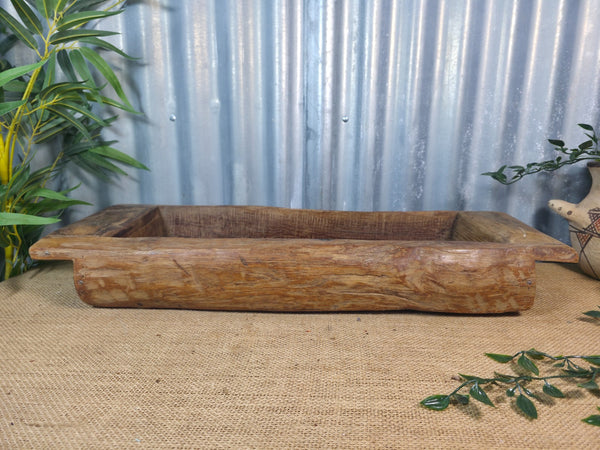Vintage Rustic Wabi Sabi Hand Made Hardwood Wooden Trough