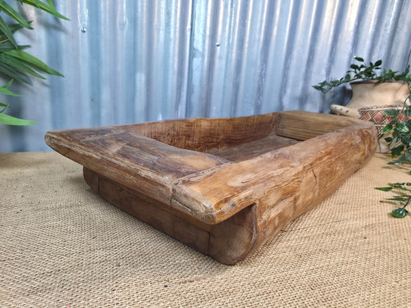 Vintage Rustic Wabi Sabi Hand Made Hardwood Wooden Trough