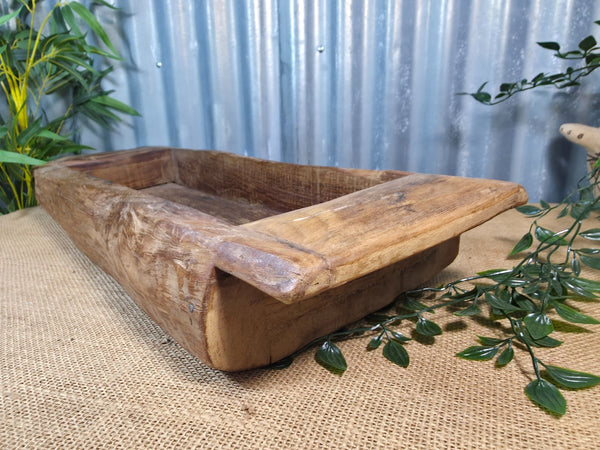 Vintage Rustic Wabi Sabi Hand Made Hardwood Wooden Trough