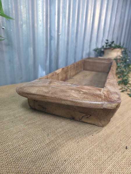 Vintage Rustic Wabi Sabi Hand Made Hardwood Wooden Trough