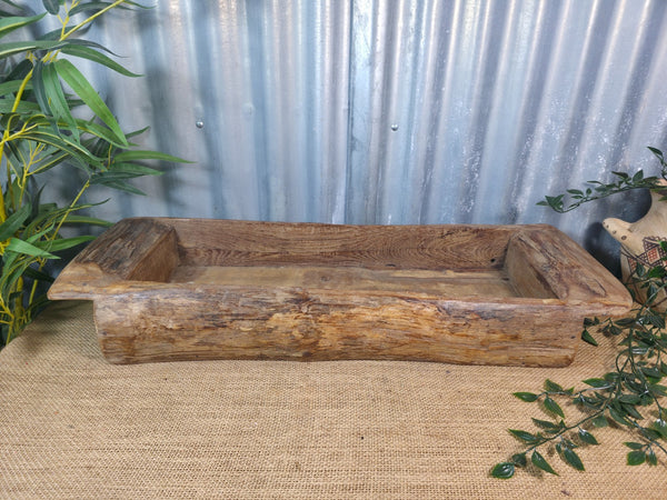 Vintage Rustic Wabi Sabi Hand Made Hardwood Wooden Trough