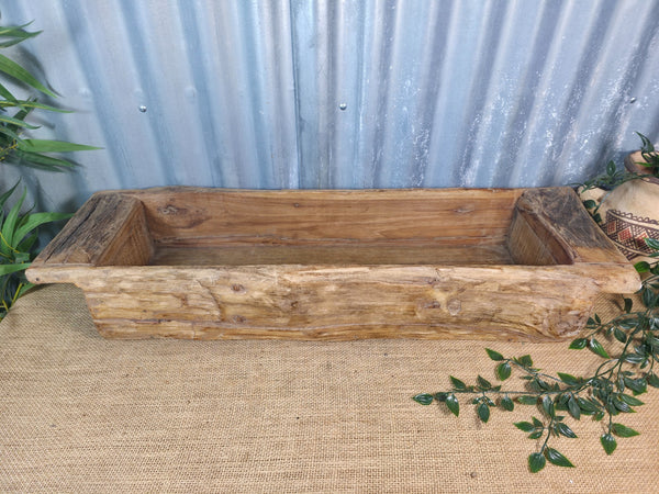 Vintage Rustic Wabi Sabi Hand Made Hardwood Wooden Trough