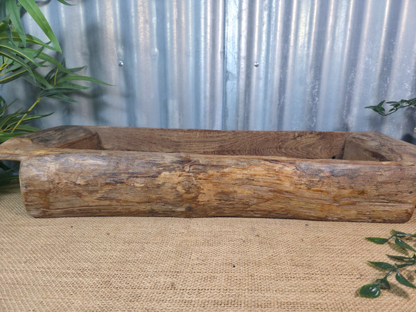 Vintage Rustic Wabi Sabi Hand Made Hardwood Wooden Trough