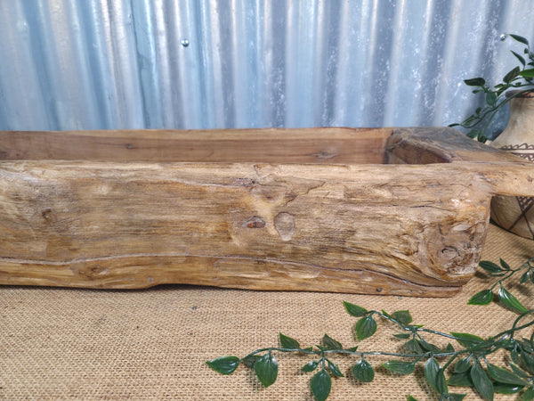 Vintage Rustic Wabi Sabi Hand Made Hardwood Wooden Trough