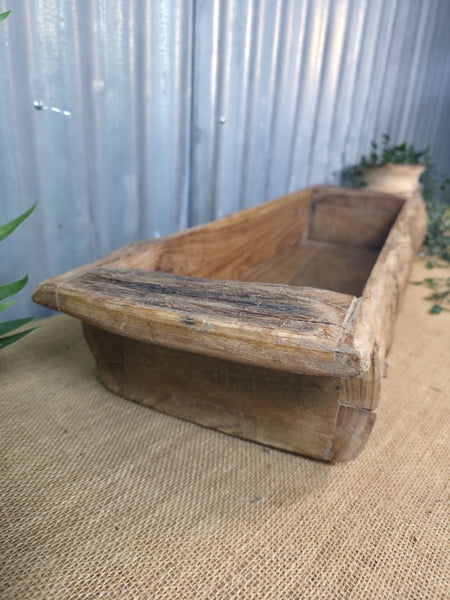Vintage Rustic Wabi Sabi Hand Made Hardwood Wooden Trough