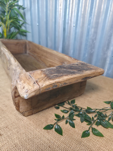 Vintage Rustic Wabi Sabi Hand Made Hardwood Wooden Trough