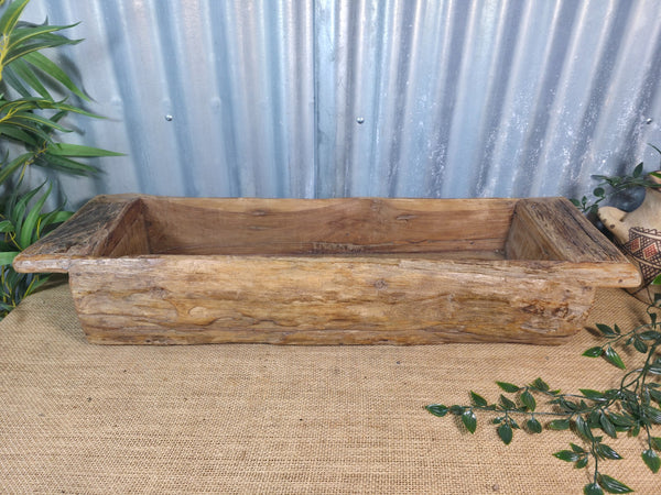 Vintage Rustic Wabi Sabi Hand Made Hardwood Wooden Trough