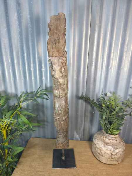 Antique 19th Century Indian Hand Carved Wooden Architectural Corbel On Stand
