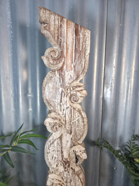 Antique 19th Century Indian Hand Carved Wooden Architectural Corbel On Stand