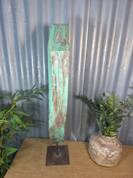 Antique 19th Century Indian Hand Carved Wooden Architectural Corbel On Stand