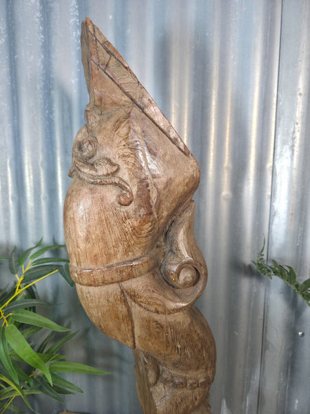 Antique 19th Century Indian Hand Carved Wooden Architectural Corbel On Stand