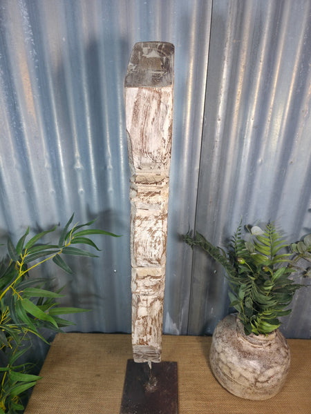 Antique 19th Century Indian Hand Carved Wooden Architectural Corbel On Stand
