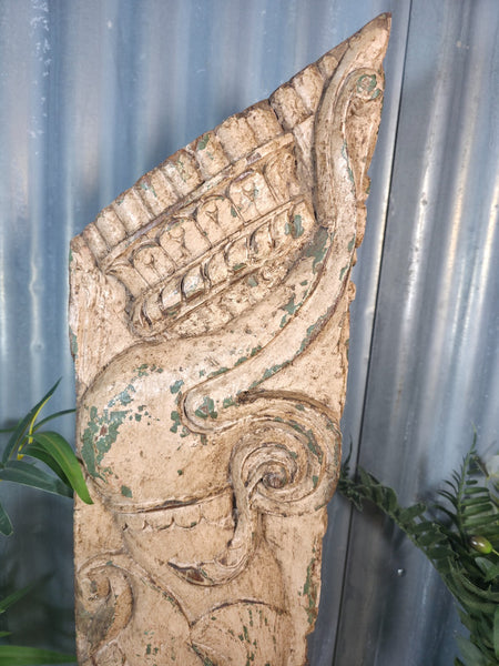 Antique 19th Century Indian Hand Carved Wooden Architectural Corbel On Stand