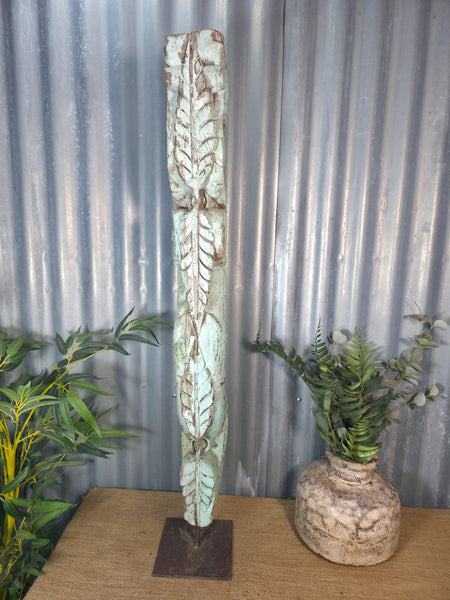 Antique 19th Century Indian Hand Carved Wooden Architectural Corbel On Stand