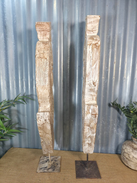 Pair Of Antique 19th Century Indian Hand Carved Wooden Architectural Corbels