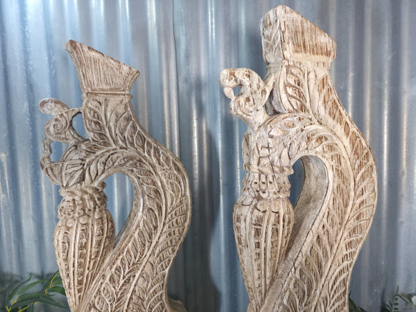 Pair Of Antique 19th Century Indian Hand Carved Wooden Architectural Corbels