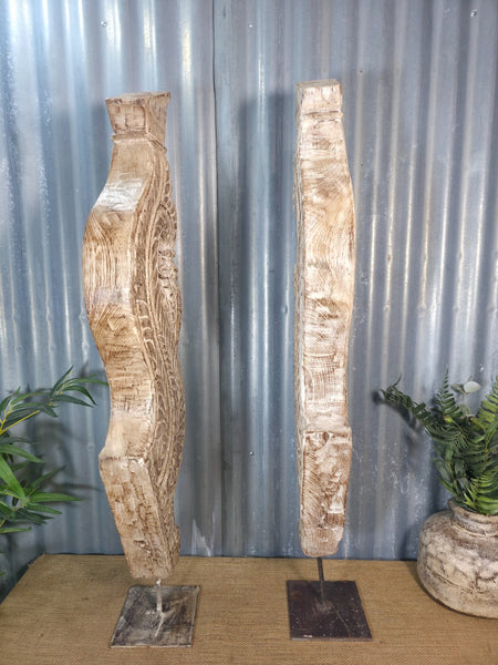 Pair Of Antique 19th Century Indian Hand Carved Wooden Architectural Corbels