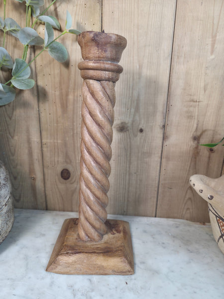 Vintage Reclaimed Wabi Sabi Rustic Indian Wooden Candlestick Candle Holder
