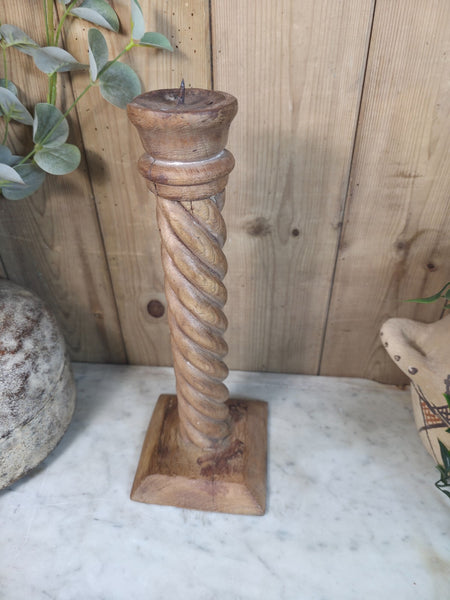 Vintage Reclaimed Wabi Sabi Rustic Indian Wooden Candlestick Candle Holder